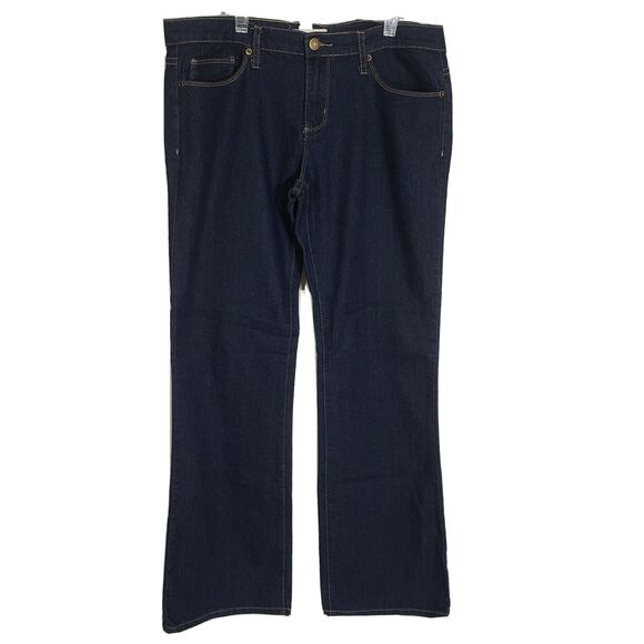 Forever 21 Womens Denim Jeans Size 30 Bootcut Stretch Blue Dark Wash Low Rise - Picture 1 of 8
